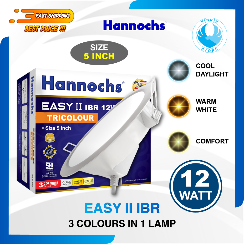 Lampu Downlight LED Hannochs Easy II IBR Tricolour 12 Watt - Lampu 3 Warna