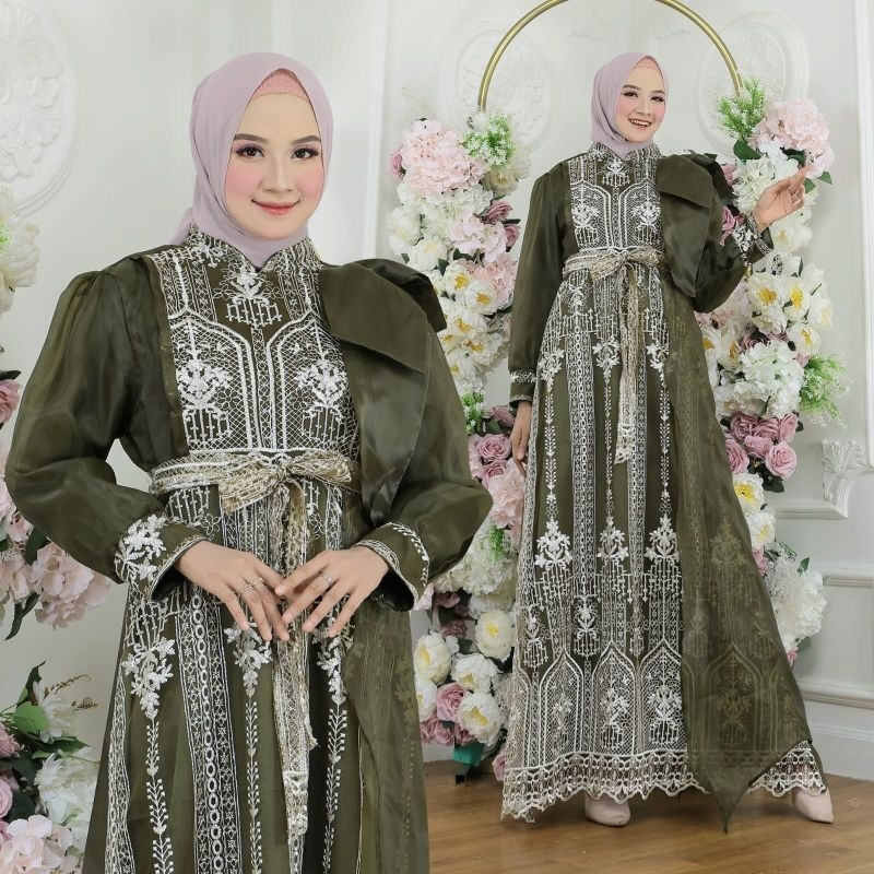 MAXY MELINDA, ORGANZA VELVET, GAMIS HIJAB MUSLIM, MAXY DRESS