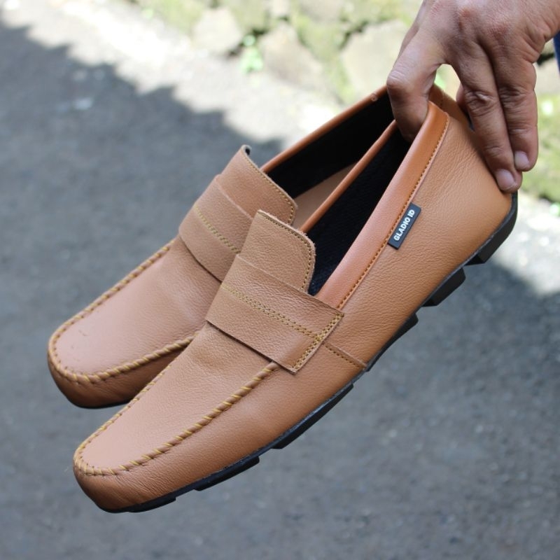 Sepatu Kerja Pria Slop Pansus Bahan Kulit Asli Semi Formal Nyaman Keren Santai ©