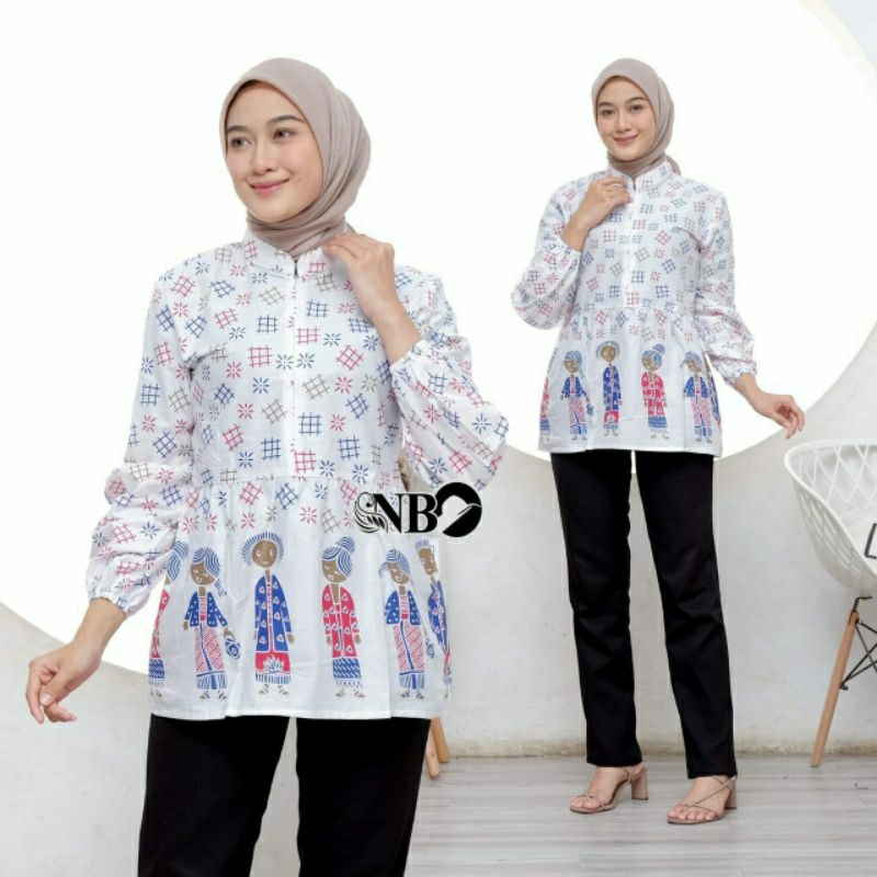 Baju Batik Wanita Modern M L XL XXL Jumbo Atasan Batik Kerja Wanita Kantor Blouse Batik Seragam Batik Modern