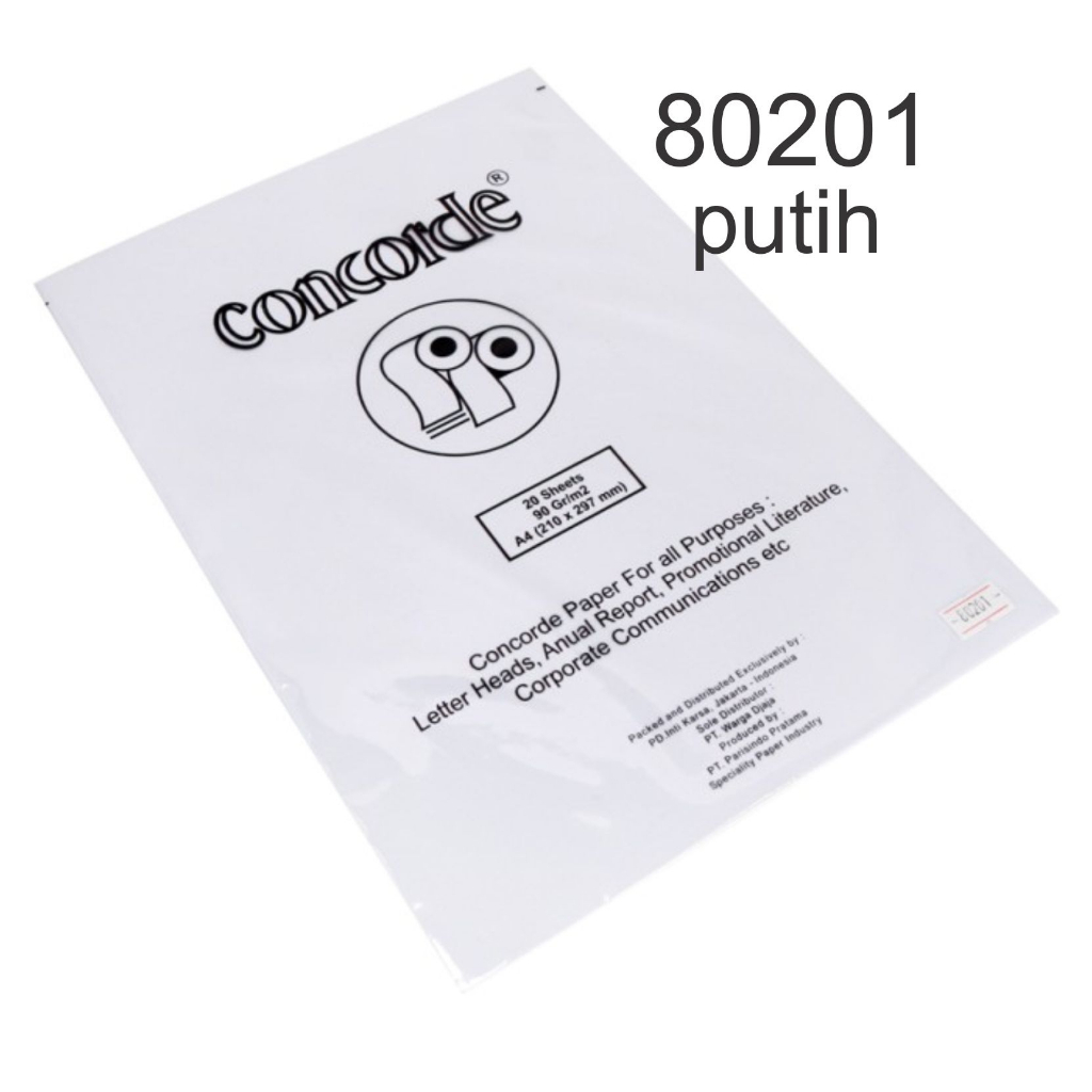 

Kertas Concorde Putih A4 90GR/m2 80201 isi 20 Lembar
