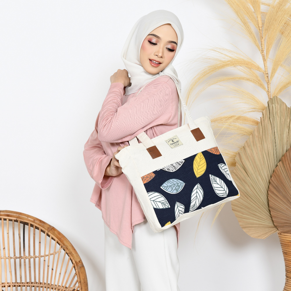 Tote Bag Kanvas Resleting Tas Totebag Canvas Wanita Untuk Kuliah Belanja Seminar Souvenir Bisa Custom Sablon