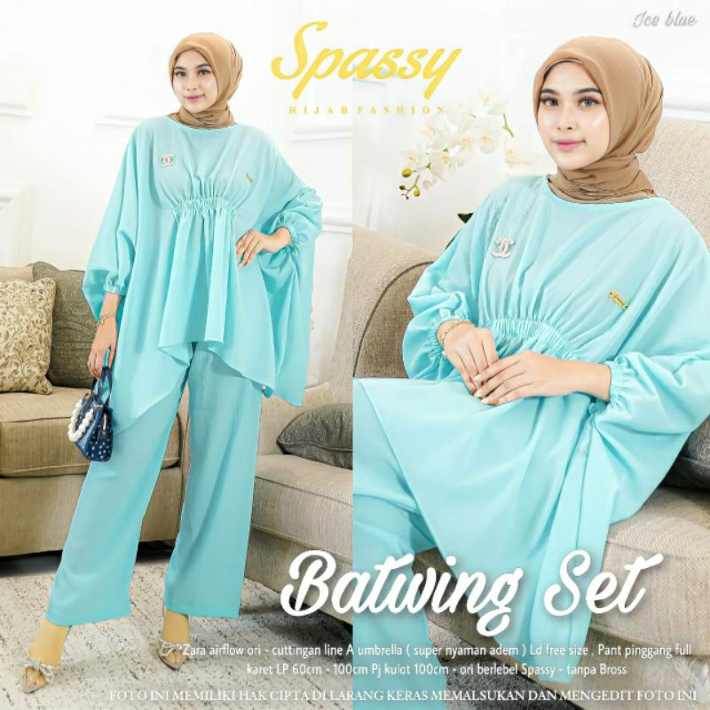 baju set atasan dan bawahan celana BATWING SET ORIGINAL BY SPASSY HIJAB FASHION/