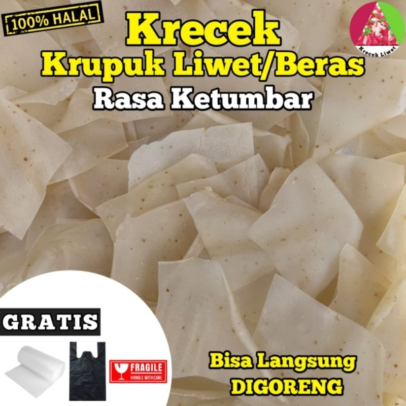 

krecek krupuk liwet/beras rasa ketumbar warna putih original