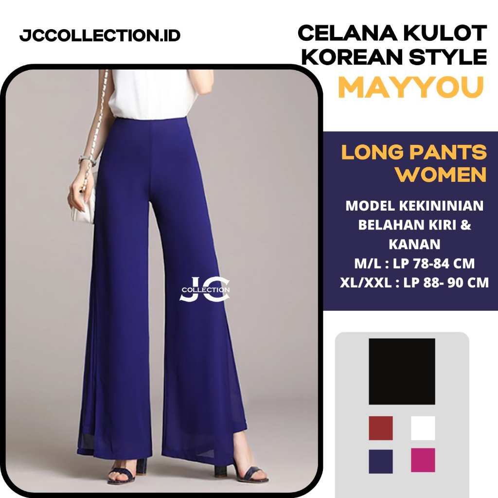 Celana Panjang Wanita Korea Sifon Chiffon Pants / Stice Pants / Celana Kulot MayYou - JCCollections