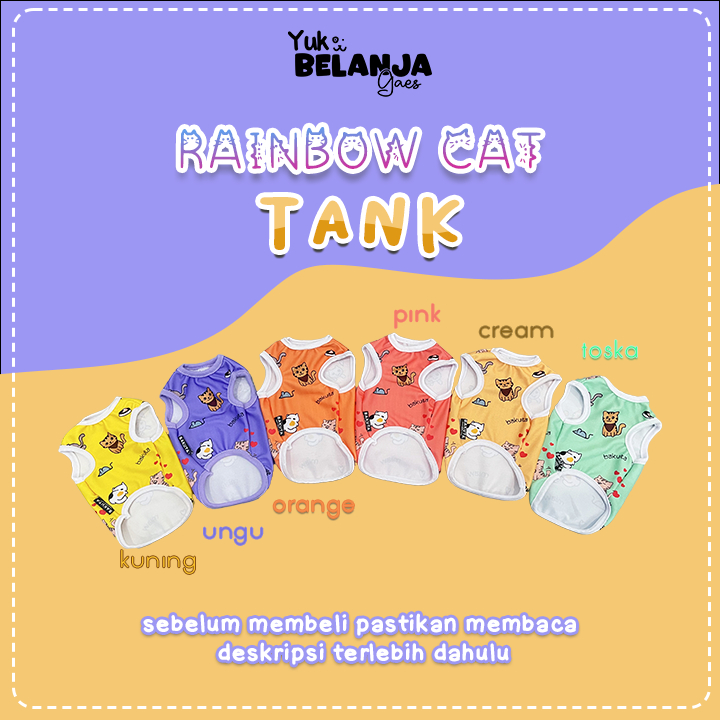 Baju Kucing Bahan Poliester Rainbow Cat Tank Series Terlucu Baju Kucing anjing kelinci Lucu murah Size XS-XXL / Yuk Belanja Gaes!