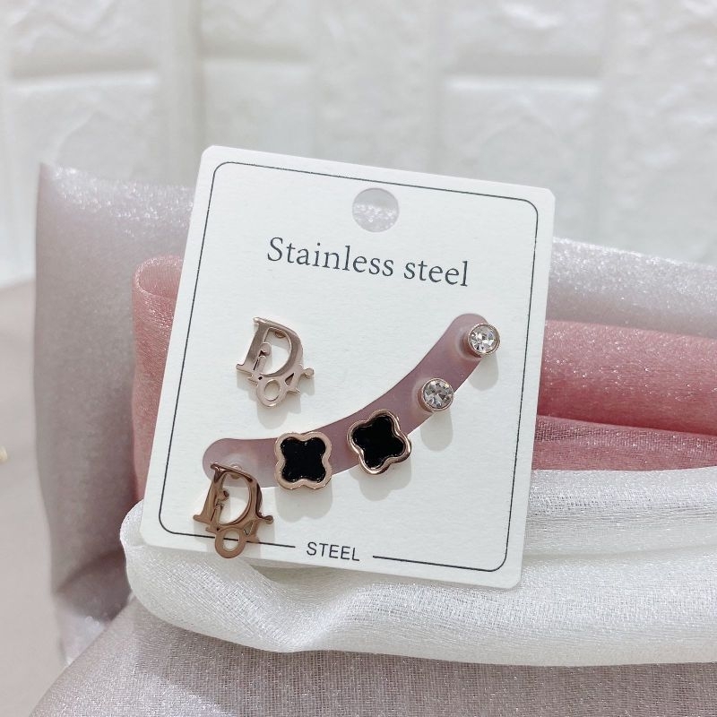 Anting Titanium asli 1 kap  isi 3set A012 Kilau mirip emas asli Premium Quality Anti karat anti alergi Stainless steel ori