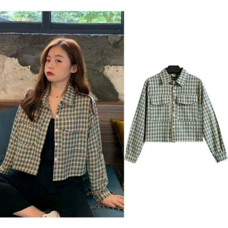 | Outfit By Dhiandra | KEMEJA NESYA - KEMEJA CROP TARTAN - KEMEJA CROP KOTAK KOTAK - KEMEJA CROP WAN