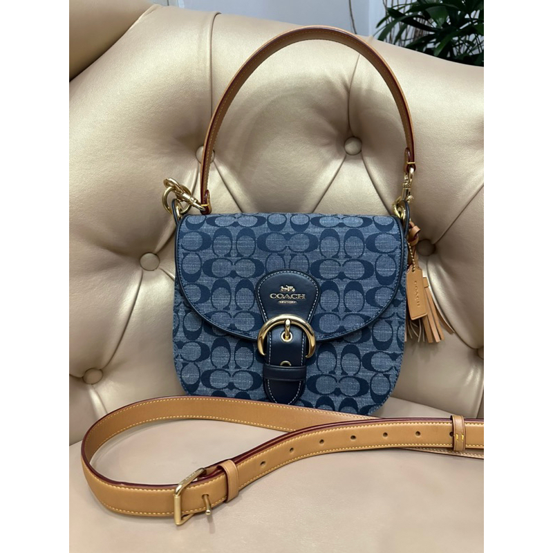 COACH signature Kleo 23 shoulder bag in denim multi