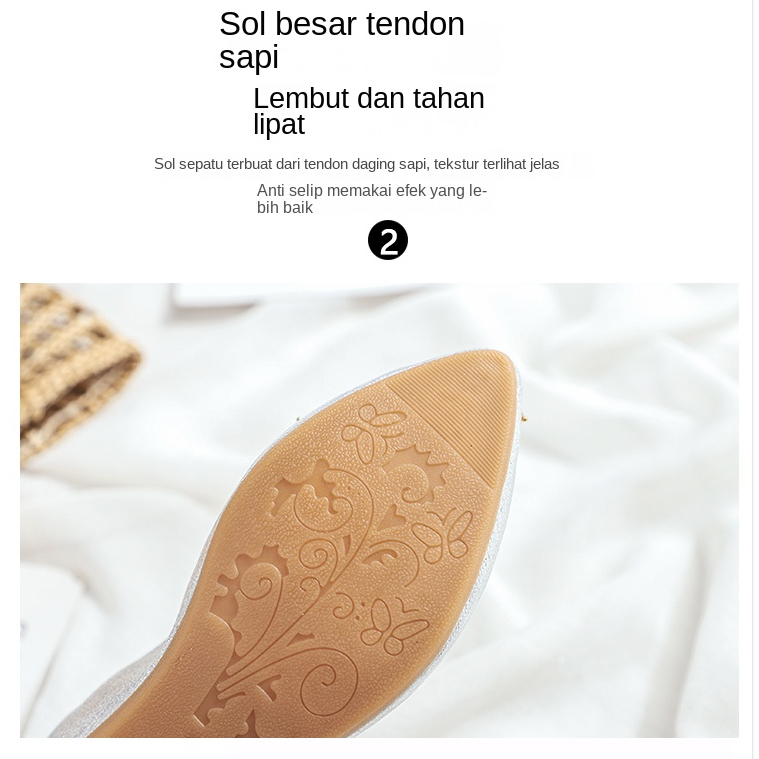 Sepatu Flat Wanita Berlian Kristal Dekorasi Lebah Logam