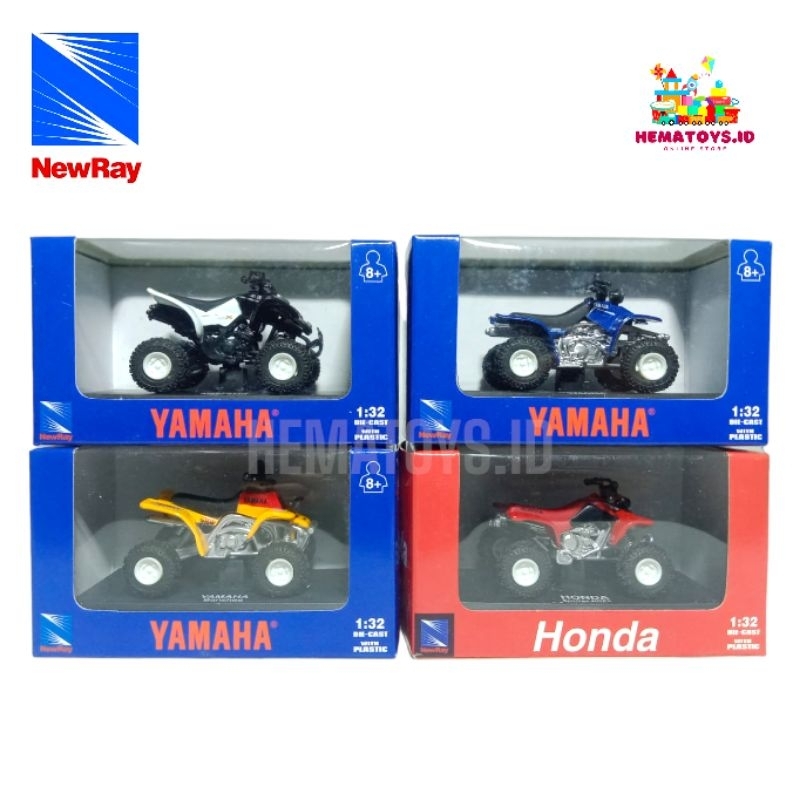 Miniatur Motor Diecast ATV Honda Yamaha 1:32 NewRay 06007