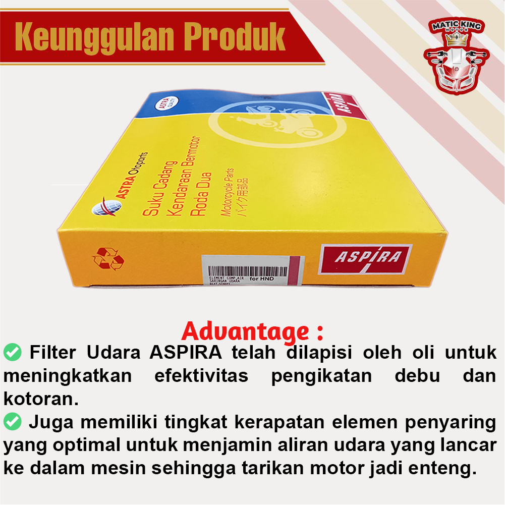 Filter Udara Hawa Yamaha Mio Sporty Smile Karburator 110 ORI ASLI Aspira Astra Otoparts YH-WE445-MIO-1710