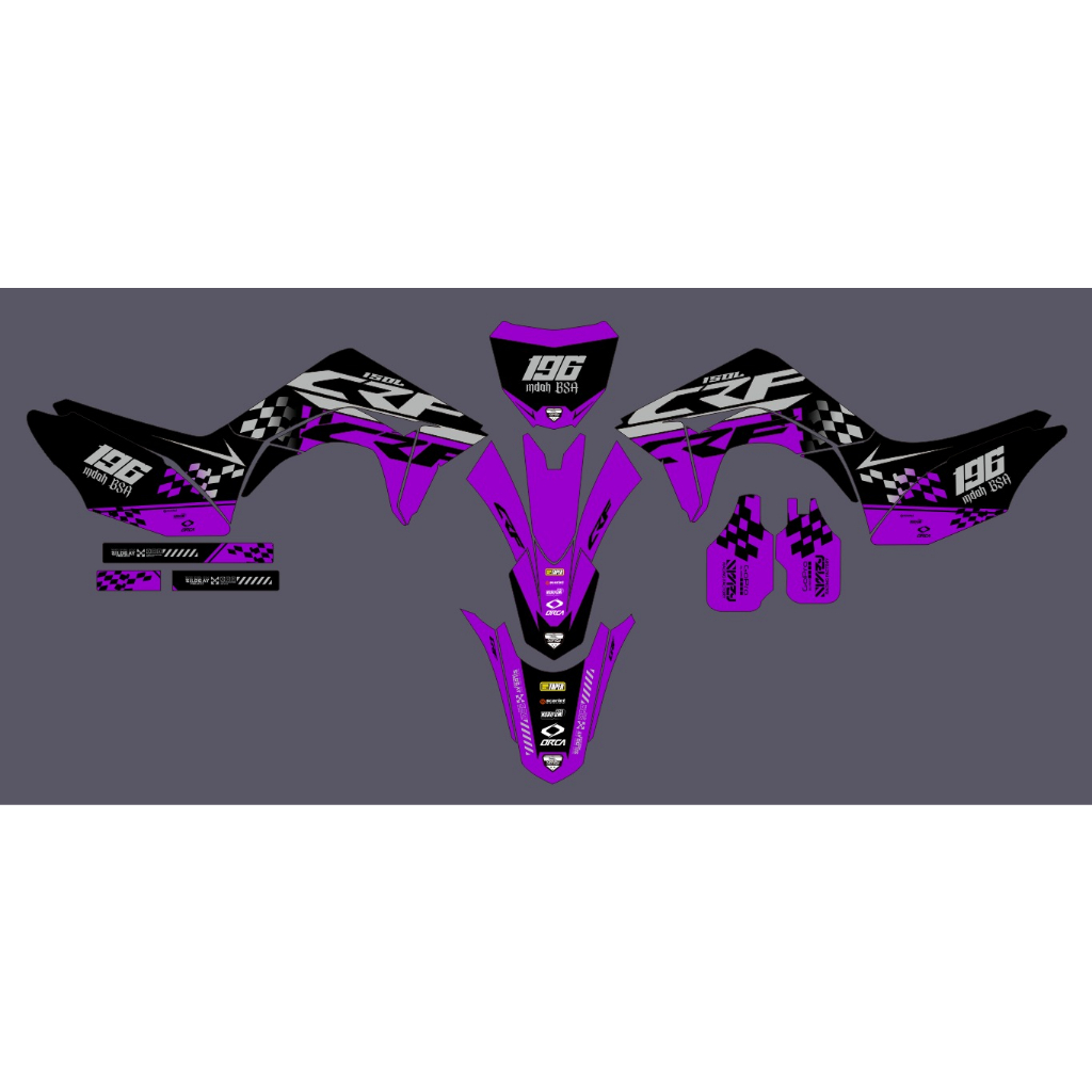 DECAL CRF HITAM UNGU BEBAS CUSTOM