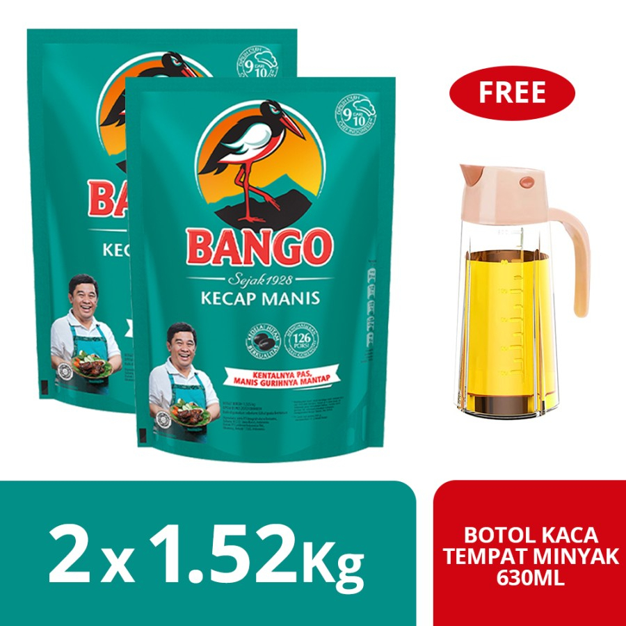 

Paket Bango Kecap Manis Pouch 1.5kg(X2)Free Botol Kaca 630ml