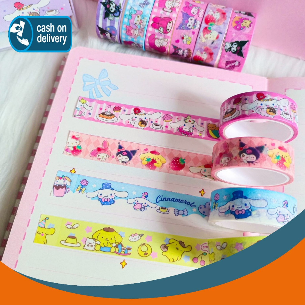 

1 SET WASHITAPE SANRIO ISI 10 ROLL SOLATIP KARAKTER CARTOON ALAT JURNALING STICKER