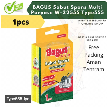 BAGUS Sabut Spons Spon Sponge Multipurpose Serbaguna isi 1 Pc Type 555 Cuci Pring