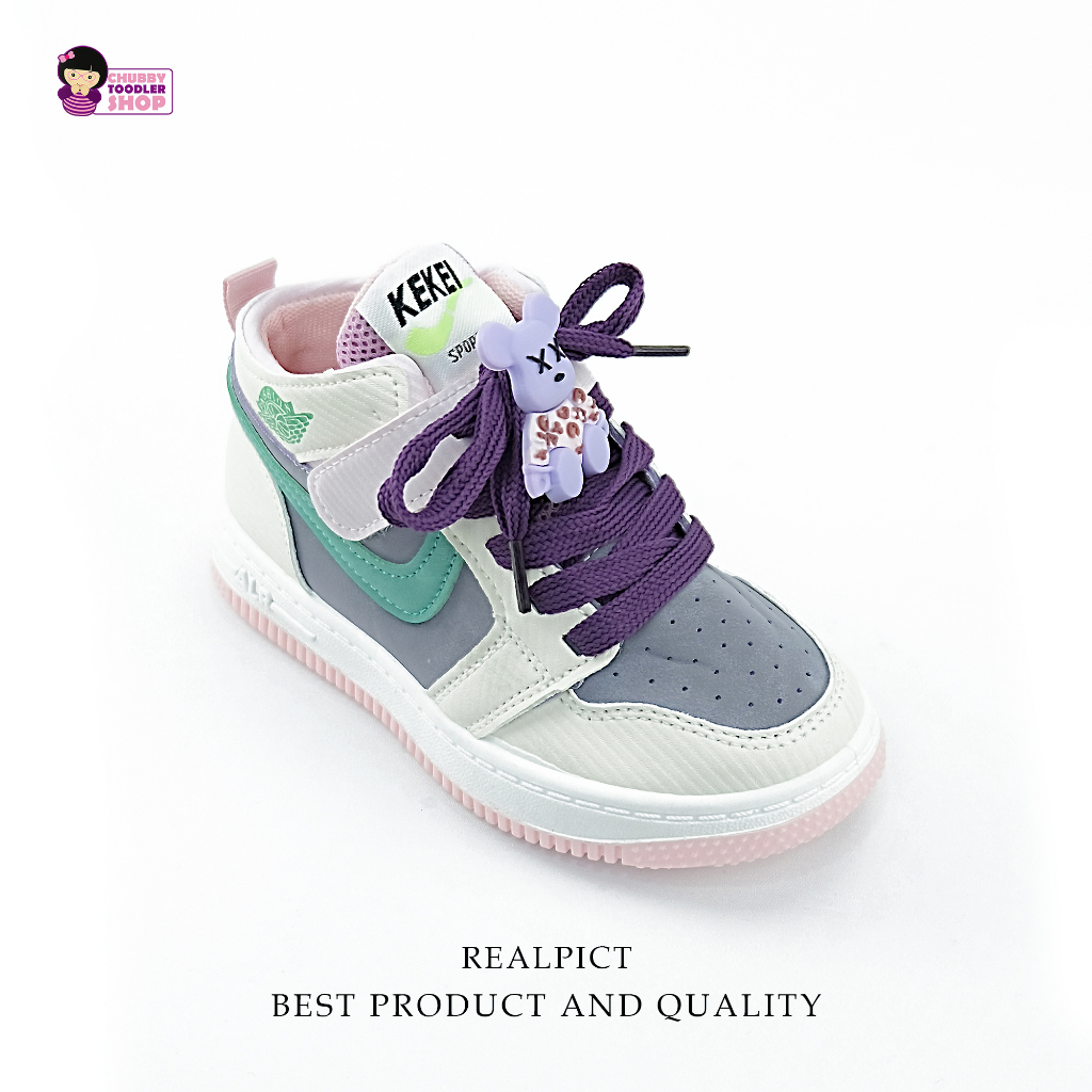 GLORYKIDZ SH2311 Sepatu Sneakers Anak 3 Tahun - 10 Tahun Sepatu Kets Sport Olahraga Strap Perekat Sepatu Sneaker Anak Laki Laki Perempuan BEARX Semi Boots Boneka Tali Colourfull Warna Warni Anak-Anak Ringan Size 26 - 37