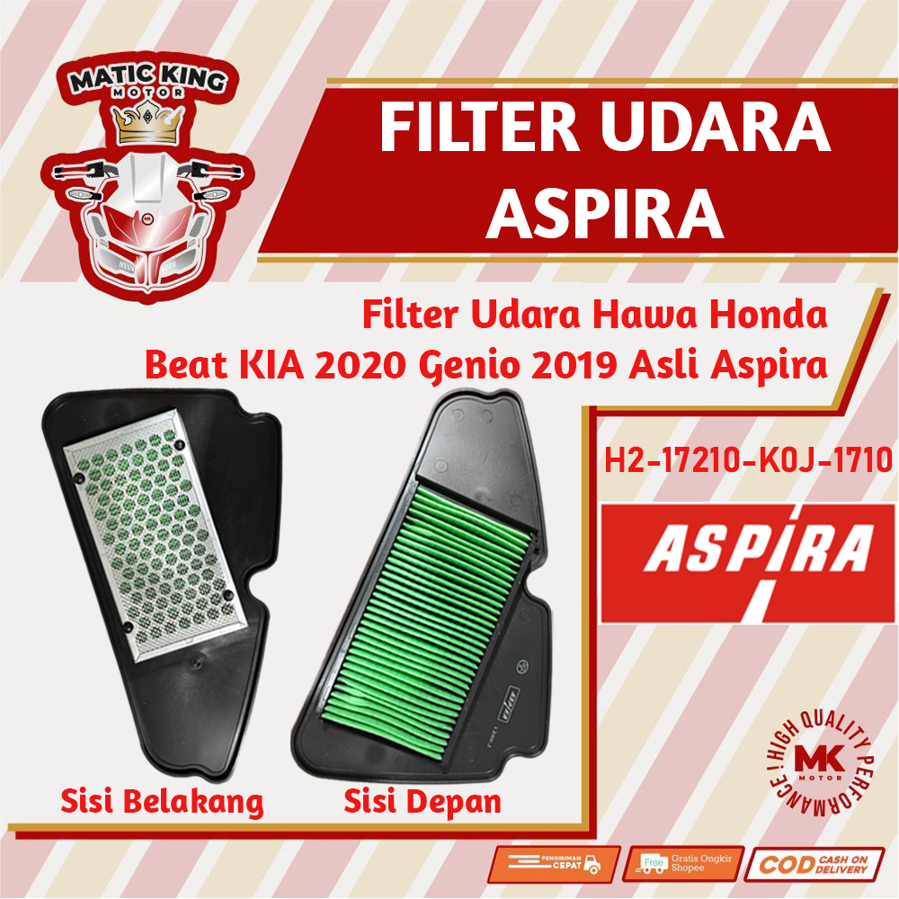 Filter Udara Hawa Honda Beat KIA 2020 Genio 2019 ORI ASLI Aspira Astra Otoparts H2-17210-K0J-1710