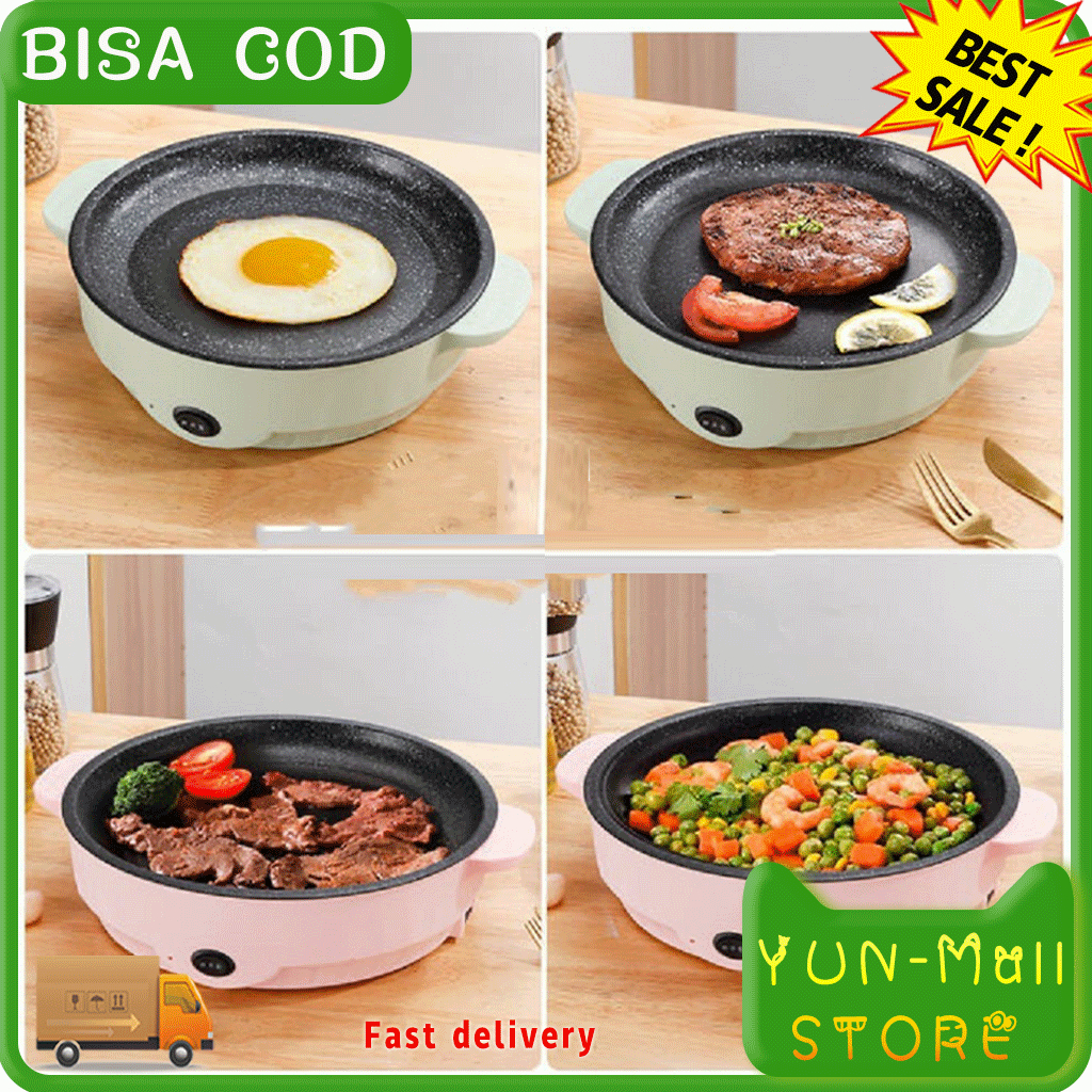 YUN Mall  Grill Pan Panggangan BBQ Panci Listrik Anti Lengket Kekuatan Api Ganda Bagian Bawah Pembuangan Panas