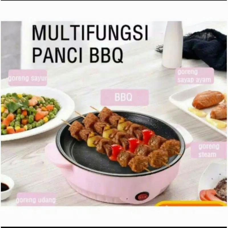 YUN Mall  Grill Pan Panggangan BBQ Panci Listrik Anti Lengket Kekuatan Api Ganda Bagian Bawah Pembuangan Panas