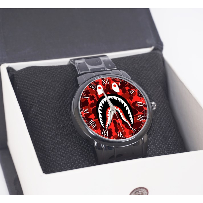 Jam Tangan Keren Bape Shark Teeth Camo Red