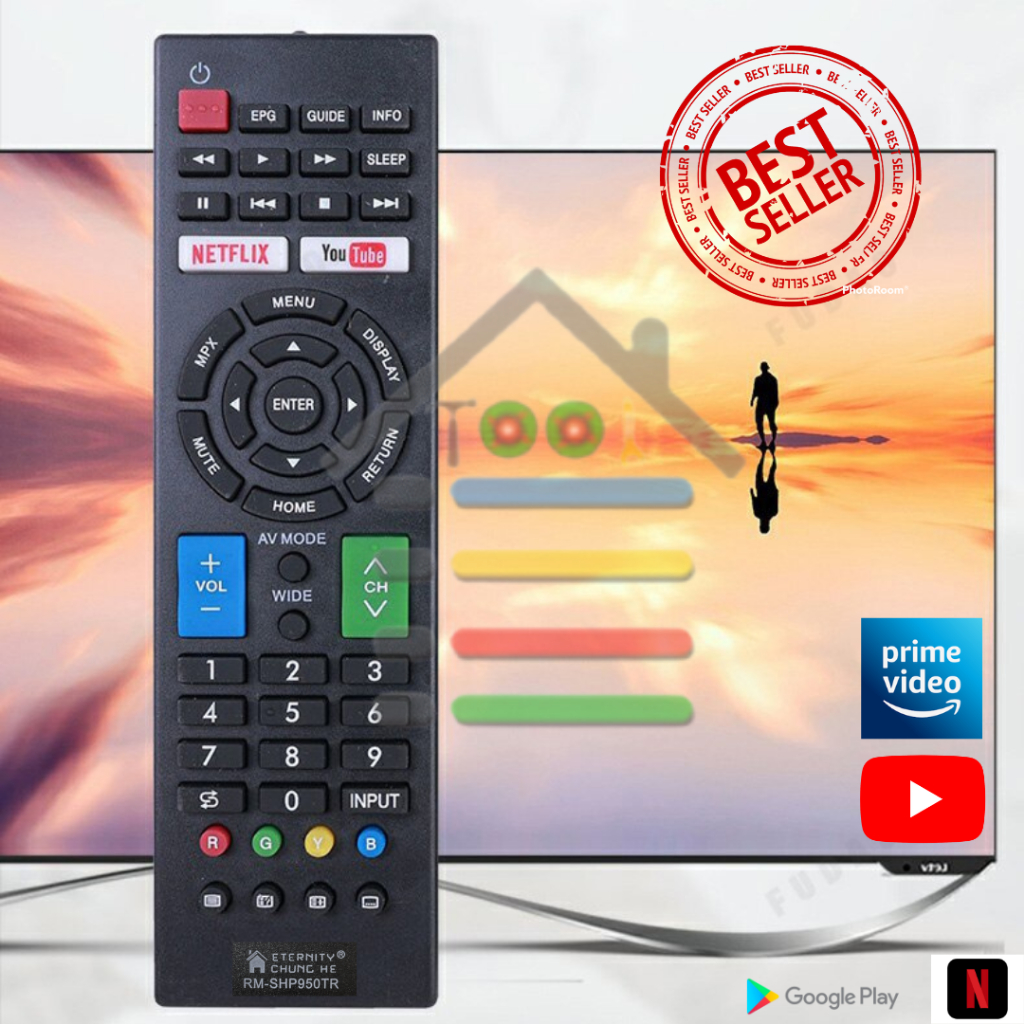 REMOTE SMART TV SHARP AQUOS YOUTUBE NETFLIX UNIVERSAL SHP950TR