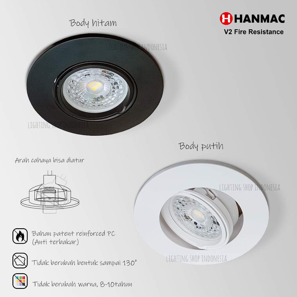 L302 Rumah kap lampu downlight sorot halogen fiting MR16