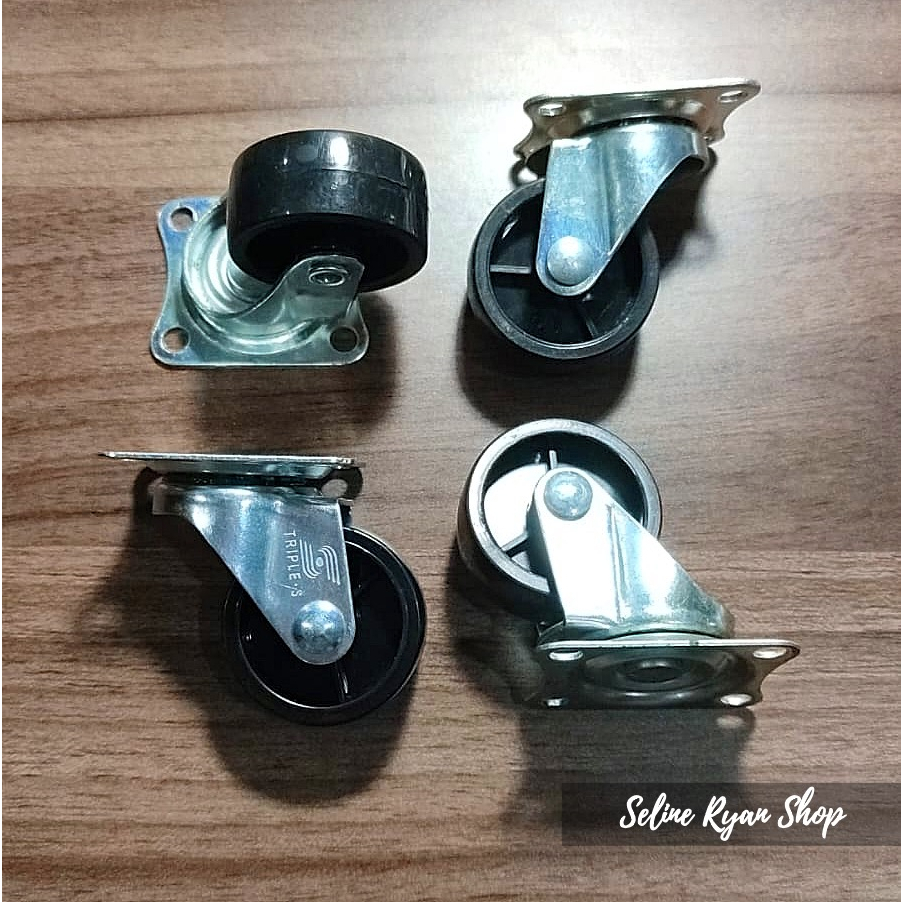 4 PCS Roda Gepeng / Roda Koper / Roda Troli / Roda Rak 1 1/2" (40mm) - Hitam