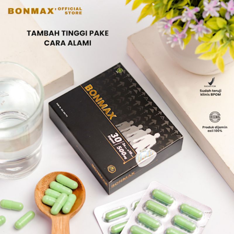Peninggi badan alami Bonmax herbal original kapsul peninggi badan naik 5-15 CM