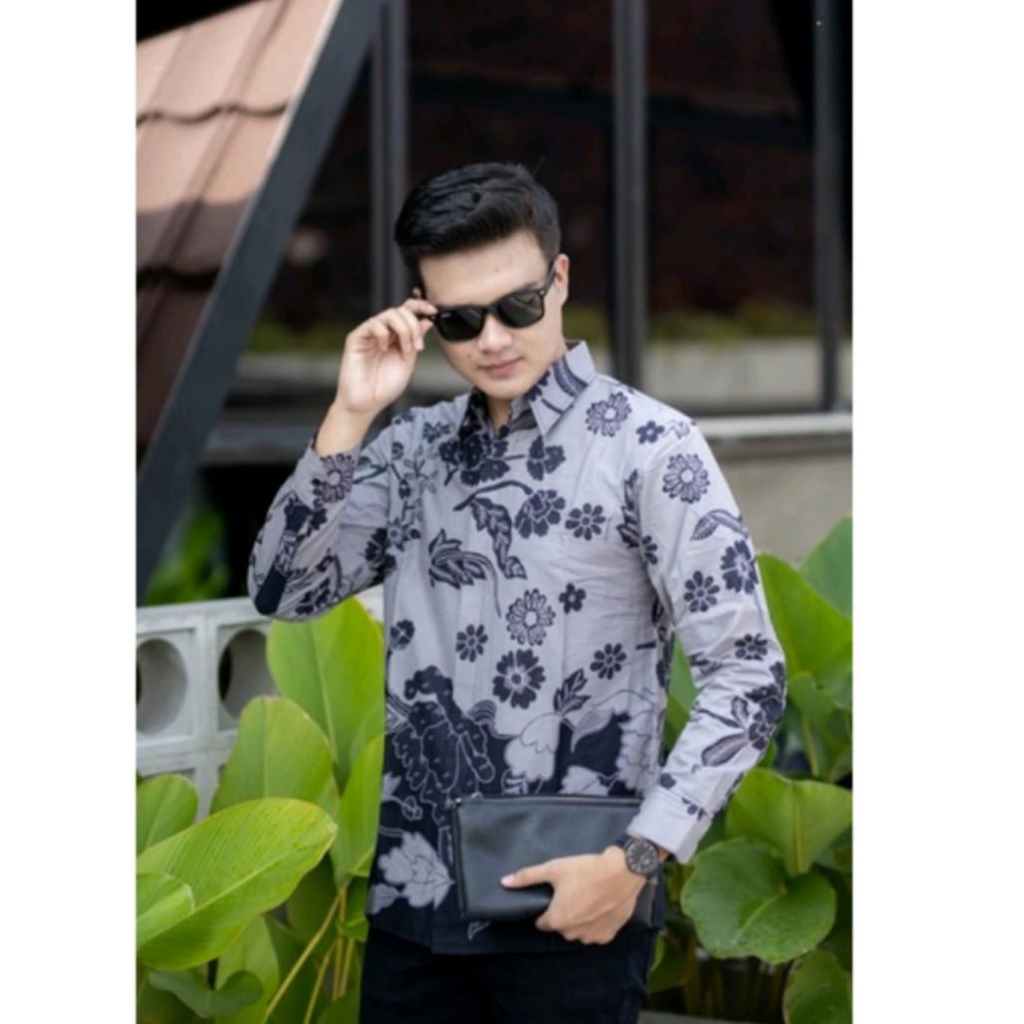 Kemeja Batik Pria Lengan Panjang Slimfit Premium Bahan Katun Halus Baju Cowok Kekinian Modern Lapis Furing