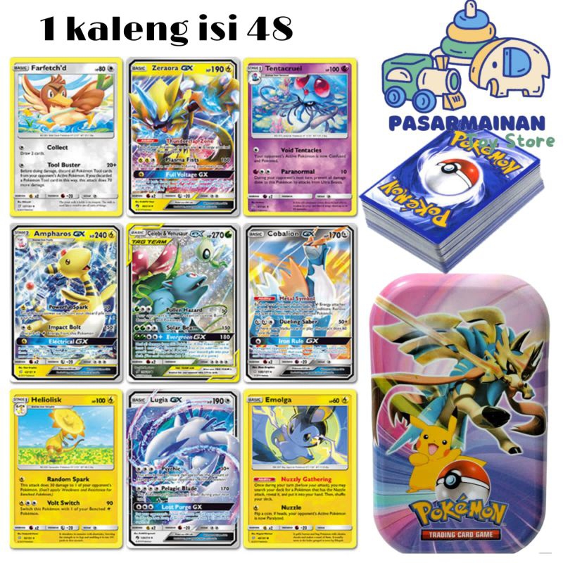 Kartu Pokemon Charizard Pikacu kaleng Random Mainan kartu Anak