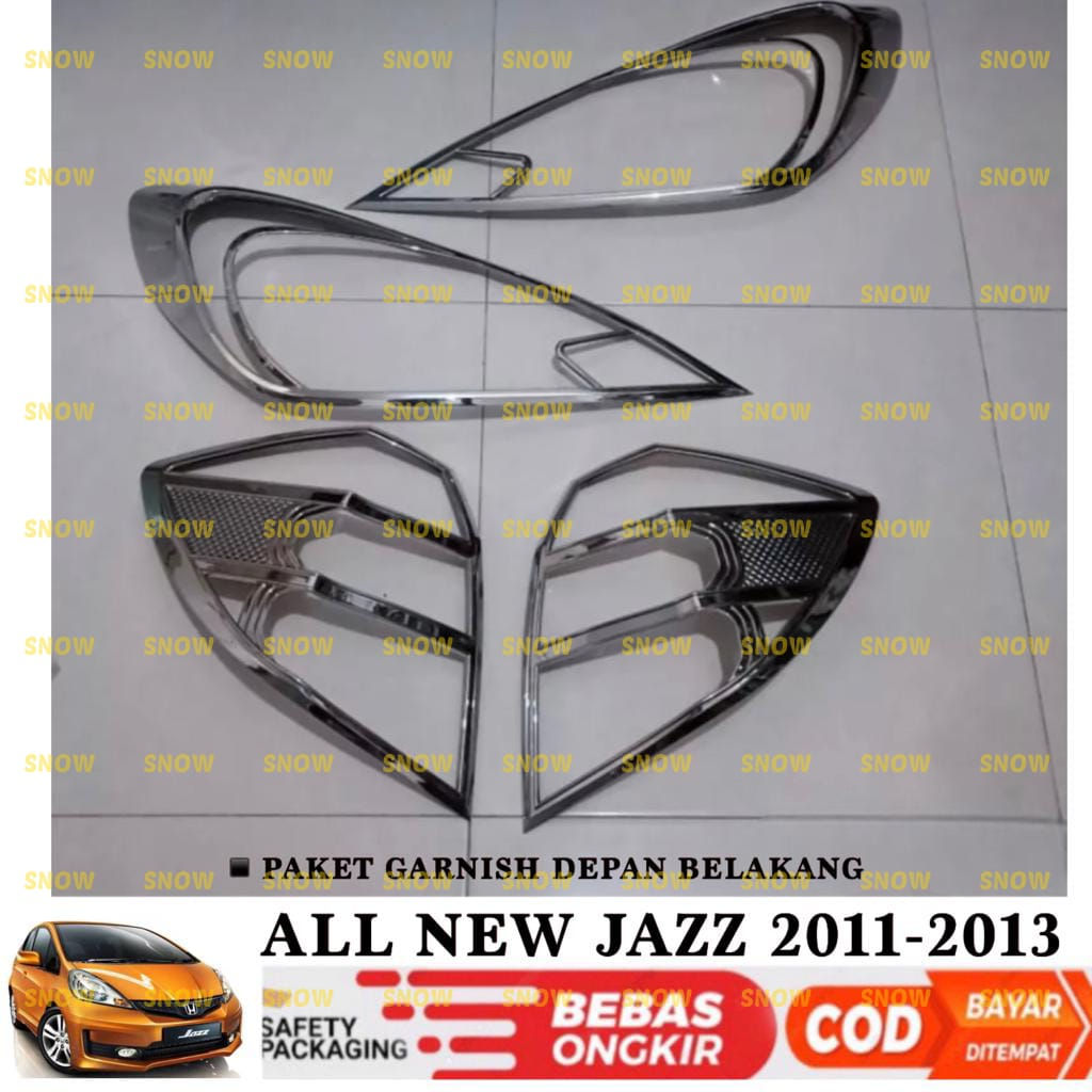 Paket Garnish Lampu Depan Belakang All New Jazz 2011 2013 Hitam Chrome