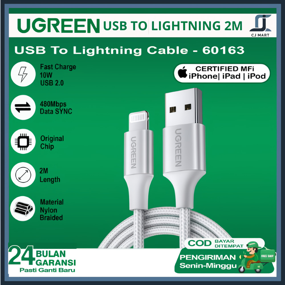 UGREEN Kabel Data USB Lightning MFi iPhone 6 7 8 X XR XS Fast Charging