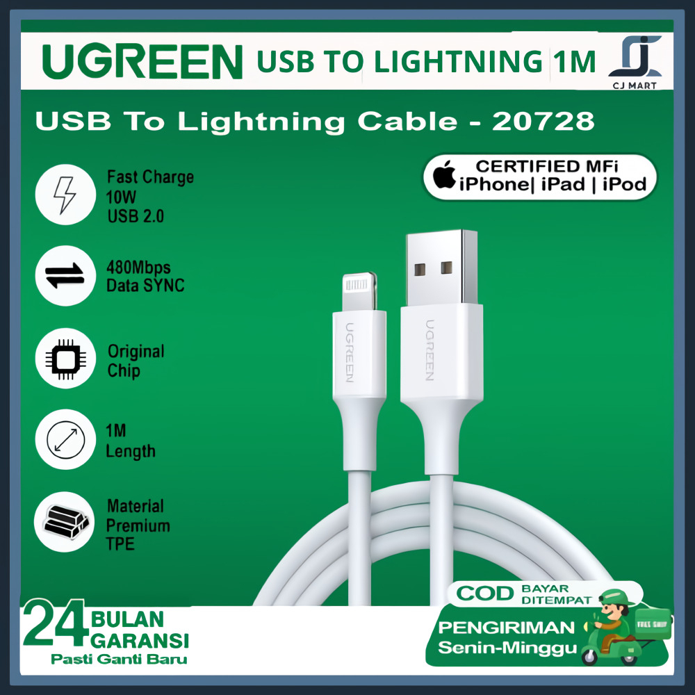 UGREEN Kabel Data iPhone MFi USB To Lightning 20728 1M