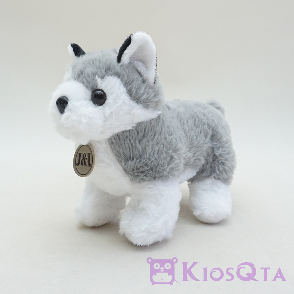 boneka anjing husky lucu abu abu putih serigala small MAY