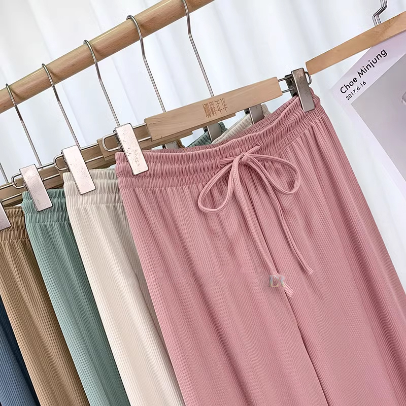 LNR Shop High Waist Celana Kulot Tali Premium Import Casual Pinggang Tinggi Musim Semi Celana Panjang Jalan Korean Style Kaki Lebih Jenjang Pinggang Karet dan Tali