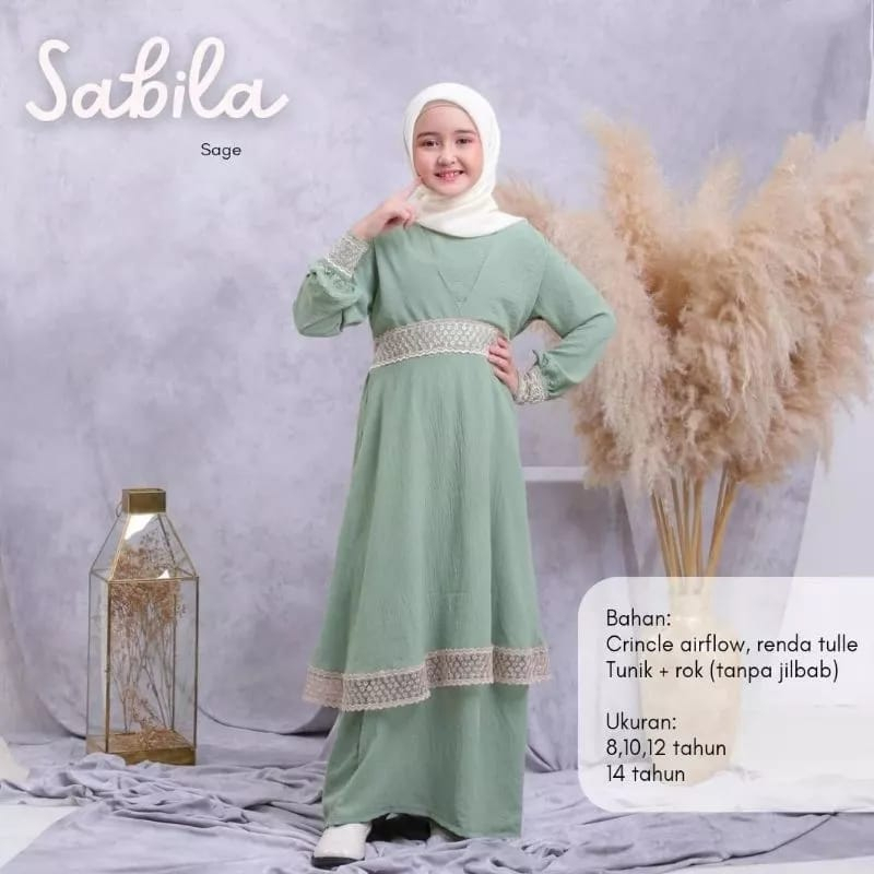 Gamis Crinkle Airflow Gamis Anak Tanggung 8 - 14 Tahun Sabila Kids