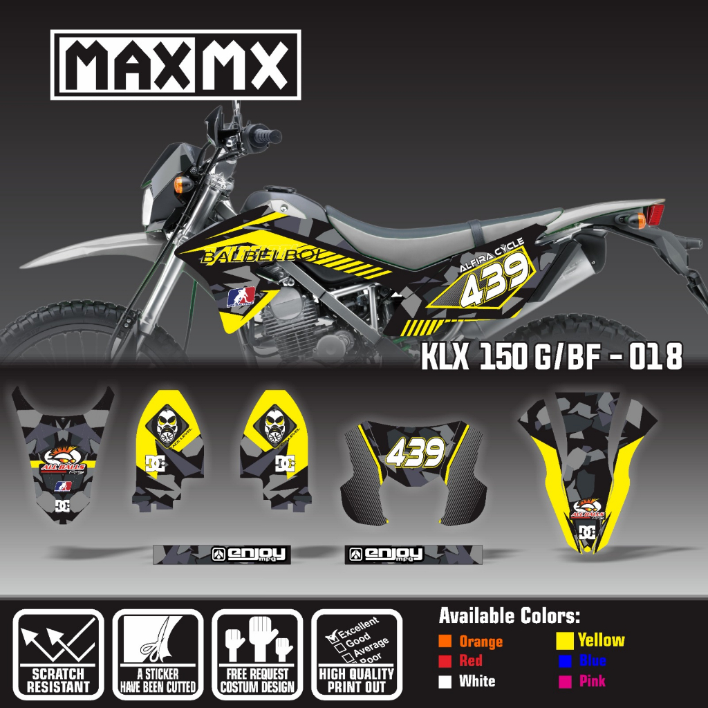 decal decal stiker klx 150 bf dekal stiker variasi striping custom fullbody motif simple hitam kunin
