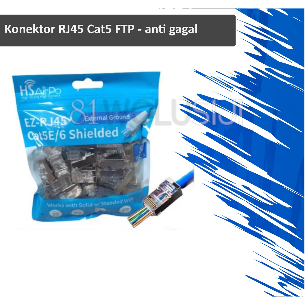 Connector RJ45 FTP HSAIRPO EZ Cat5 Shielded (Anti gagal) - 50pcs