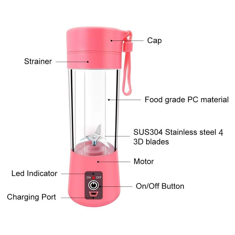 BLENDER JUS PORTABLE ELEKTRIK 6 MATA PISAU 400ML / JUICE CUP BLENDER RECHARGEABLE USB