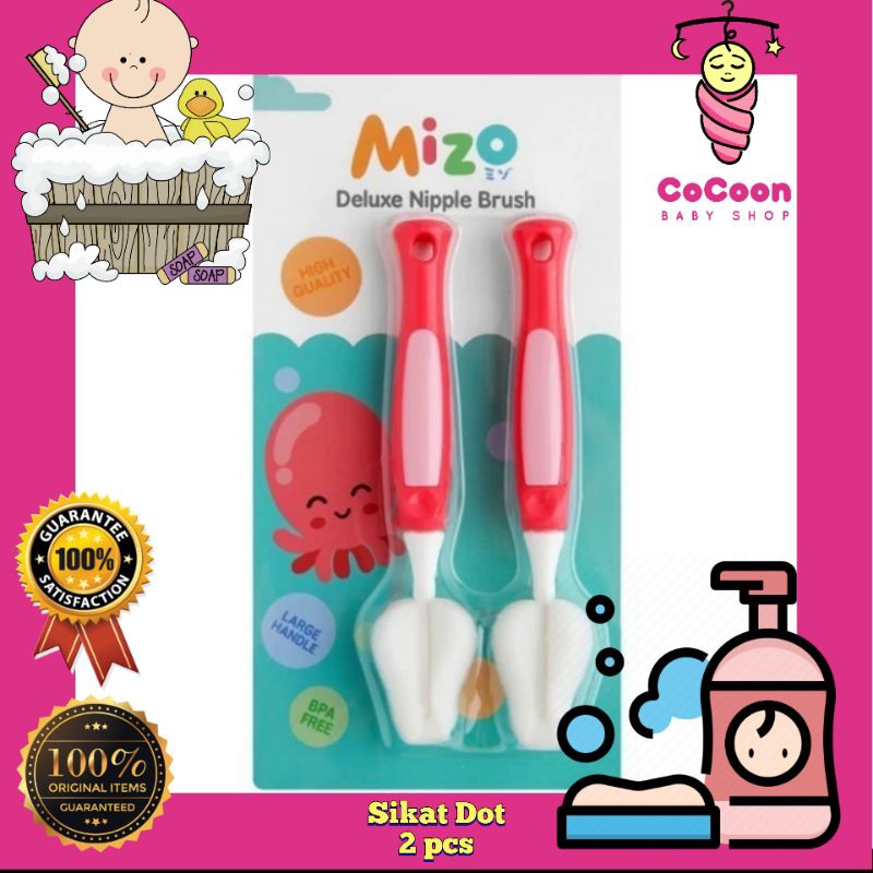 Pembersih Dot Botol / Sikat Dot Bayi Mizo Deluxe Nipple Brush 2 pcs