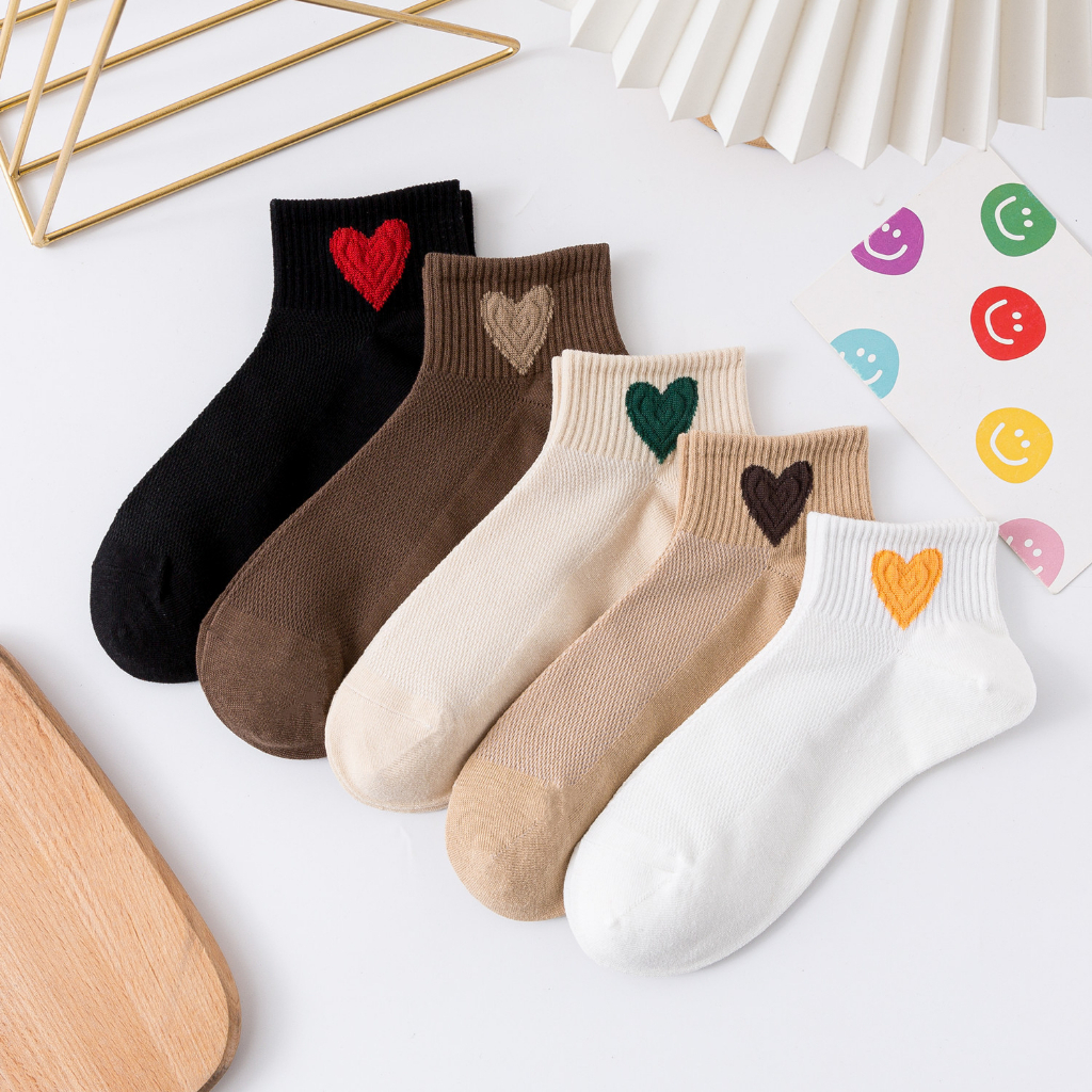 BV.ID KK1124 Kaos Kaki Pendek Semata Kaki Motif Love Fashion Korean Socks Import