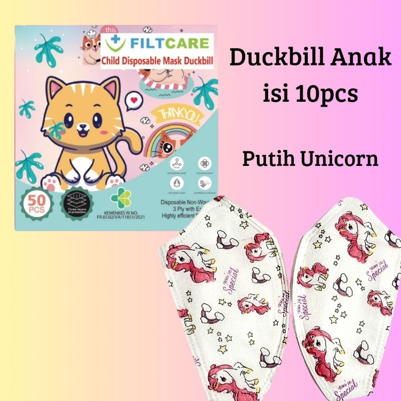 MASKER DUCKBILL ANAK ONCARE MOTIF GIRL MIX CAMPURAN ISI 10PC 3-10TAHUN