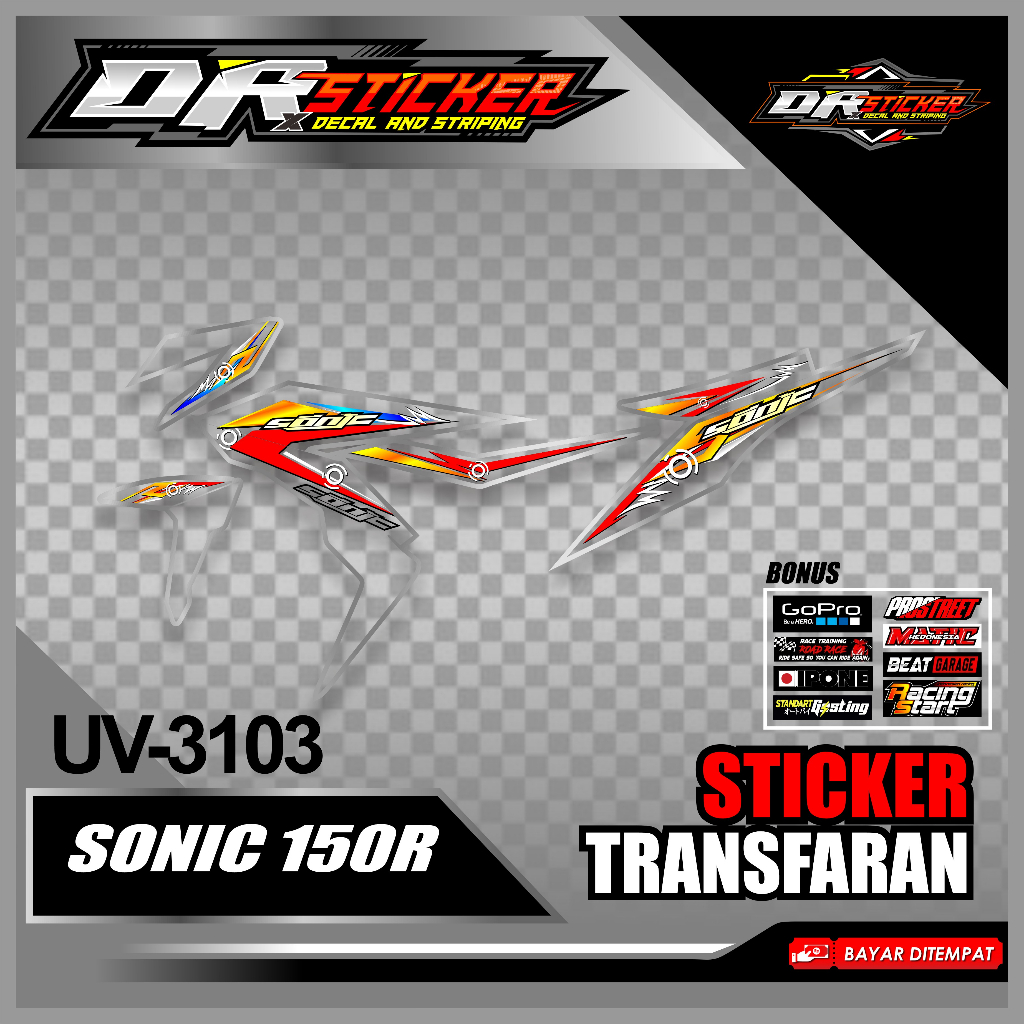 Sticker Transparan Striping Variasi Sonic 150R Design Simple Keren // Striping Motor Sonic 150R