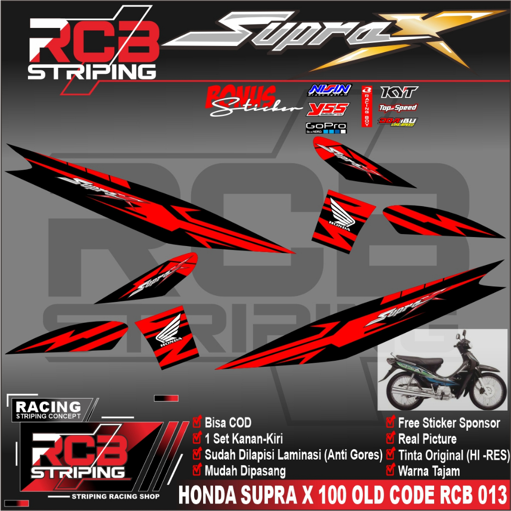Striping SUPRA X 110 OLD- Sticker List SUPRA X 110 OLD, SUPRA X LAMA SUPRA X 100 LAMA 2001 RCB 013