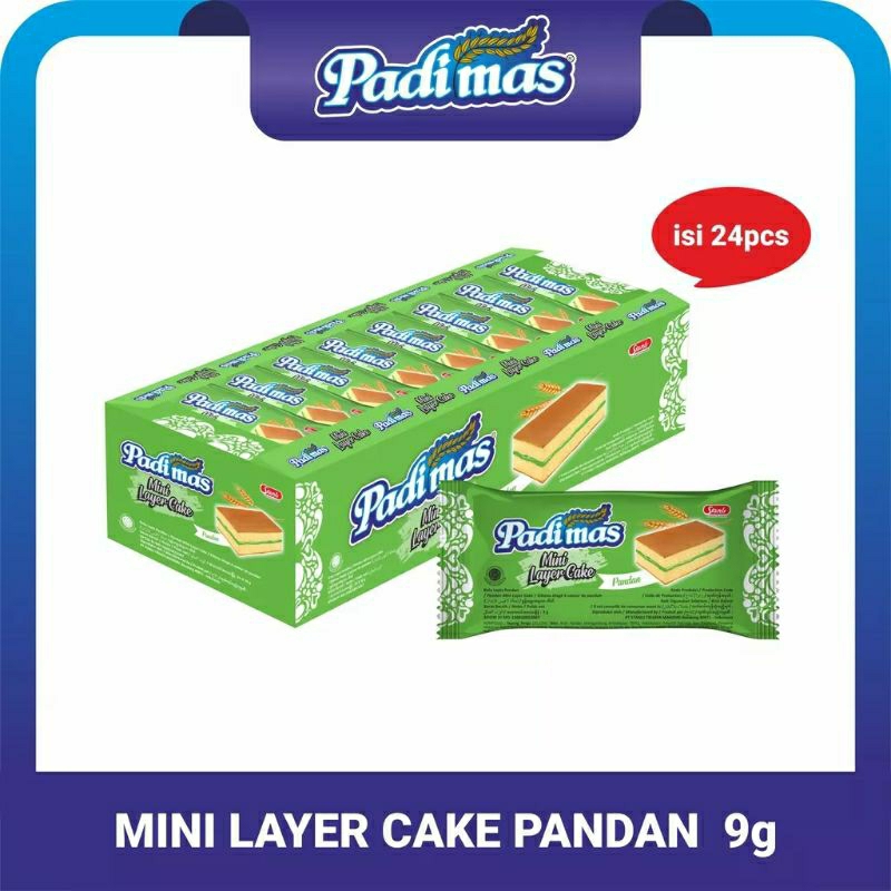 

padimas mini layer cake pandan 9 gram - box isi 24 pcs