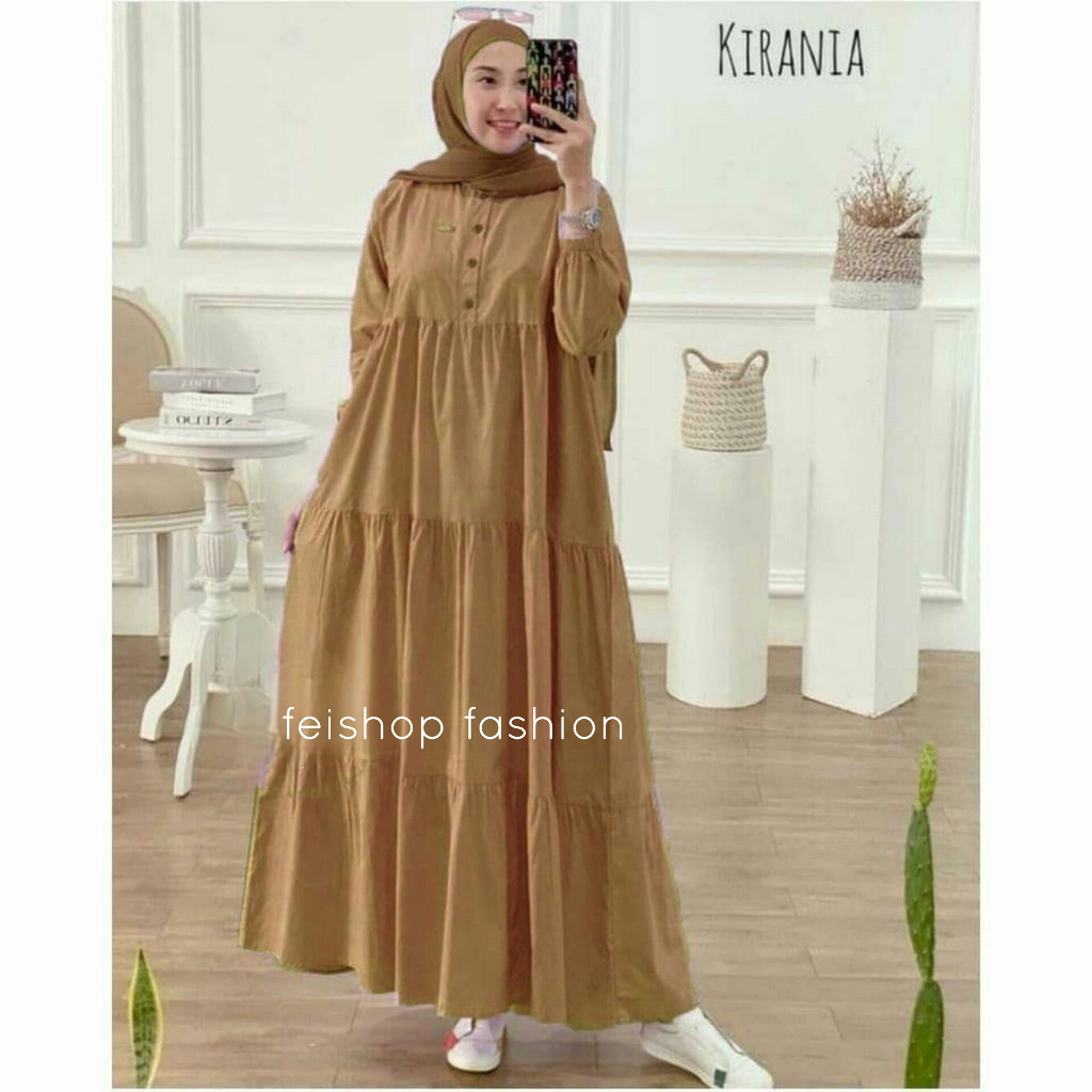 KIRANIA MIDI DRESS BAHAN KATUN RAYON FASHION WANITA KEKINIAN