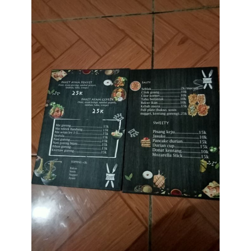 2pcs daftar Menu makanan buat usaha kecil kecilan warung