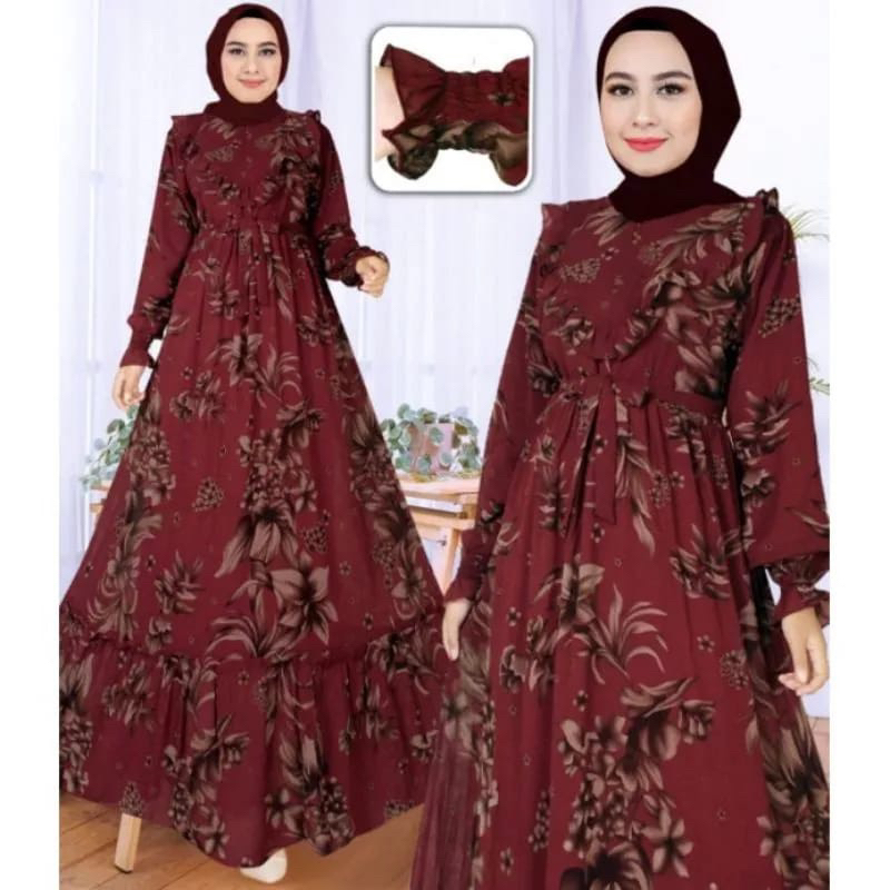 GAMIS CERUTY BEBYDOL PREMIUM//GAMIS REMPEL DADA//MOTIF BUNGA-BUNGA