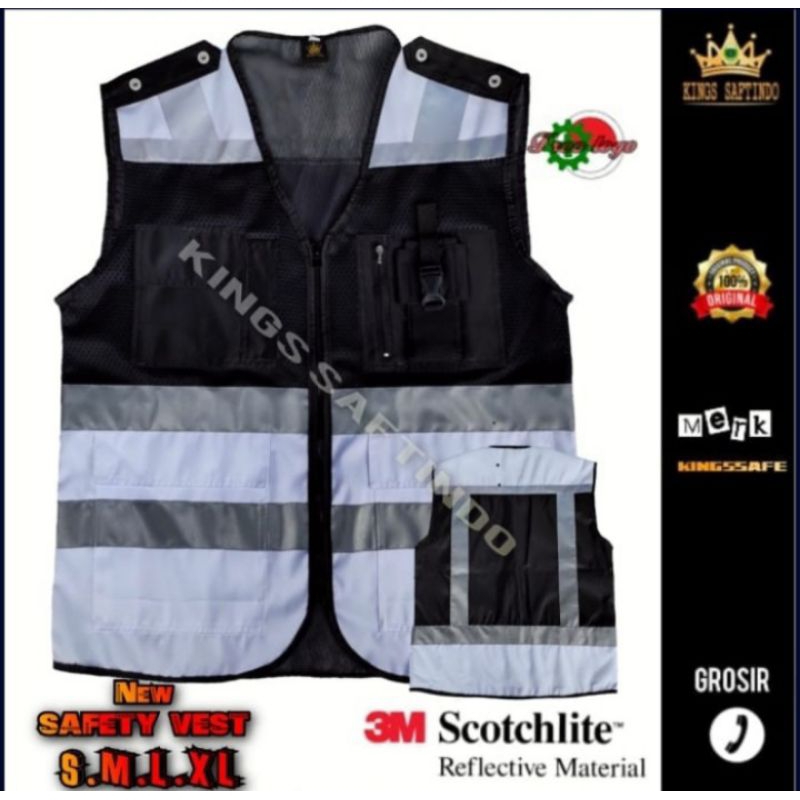 ROMPI SAFETY TASLAN WATERPROOF KOMBINASI JARING WARNA PUTIH HITAM-M